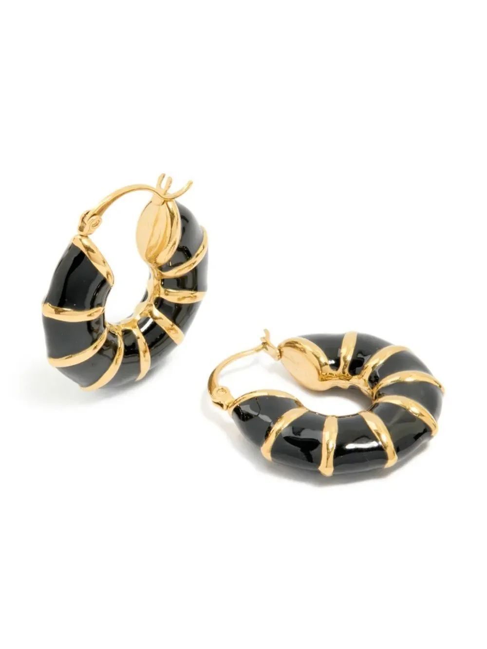 Black Enamel Hoop Earrings Q1105